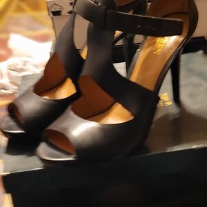 Lauren Ralph Lauren Black Peep-Toe Stiletto Sandals